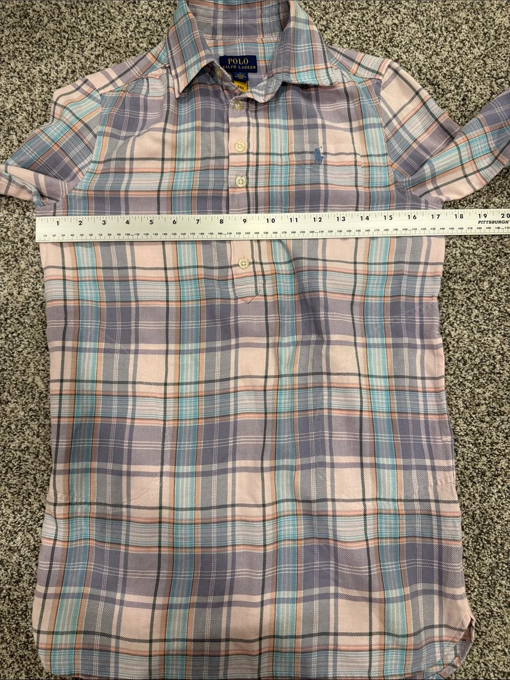 New! Polo Ralph Lauren Girls Sz 7 Pastel Plaid Button-Front Popover Shirt Dress
